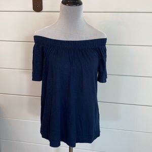 Splendid Navy Blue Off Shoulder Short Sleeve Top